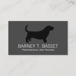 Tarjeta De Visita Silueta de Basset Hound Negra sobre Gris