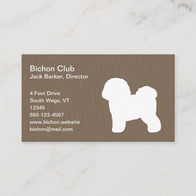 Tarjeta De Visita Silueta de Bichon Frise (Anverso)