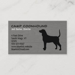 Tarjeta De Visita Silueta de Bluetick Coonhound en estilo de madera