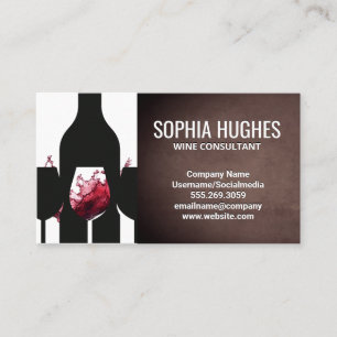 Tarjeta De Visita Silueta de botella de vino Salpicadura de vino