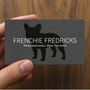 Tarjeta De Visita Silueta de Bulldog Francés Negro Gris para Amant