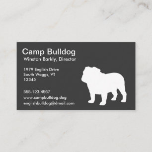 Tarjeta De Visita Silueta de Bulldog Inglés Blanco