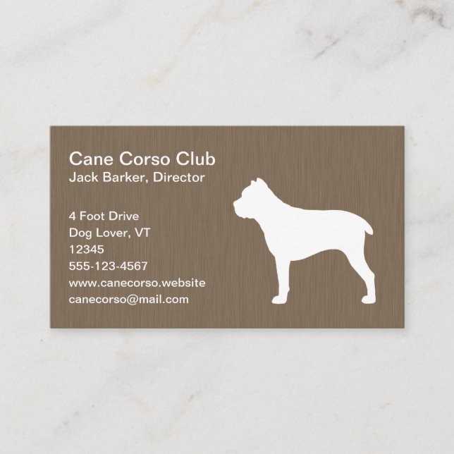 Tarjeta De Visita Silueta de Cane Corso (Anverso)