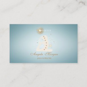 Tarjeta De Visita Silueta de chica de yoga azul elegante
