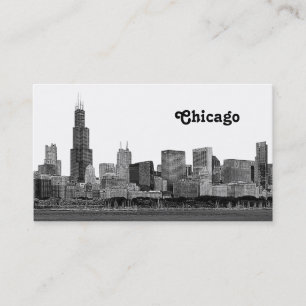 Tarjeta De Visita Silueta de Chicago Grabada