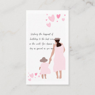 Tarjeta De Visita Silueta de corazón rosa de madre e hija