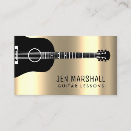 Tarjeta De Visita silueta de guitarra negra en Relieve metalizado de