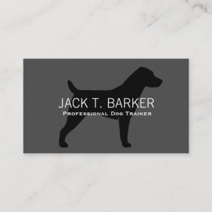 Tarjeta De Visita Silueta de Jack Russell Terrier Negra sobre Gris