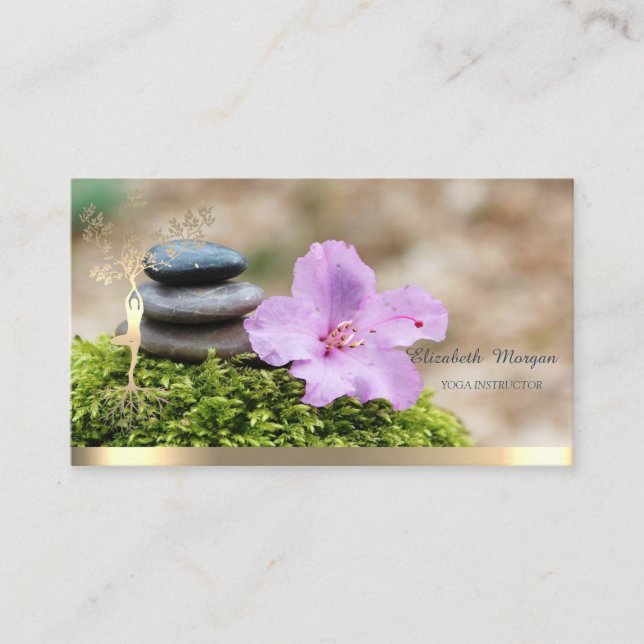 Tarjeta De Visita Silueta de las mujeres del árbol del oro Yoga (Anverso)