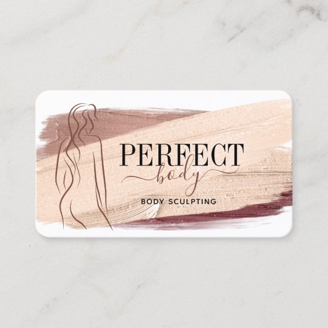 Tarjeta De Visita silueta de linergie de masaje de cuerpo de fitness (Anverso)