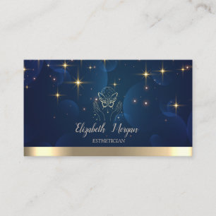 Tarjeta De Visita Silueta de mujer del árbol dorado, estrellas, inst