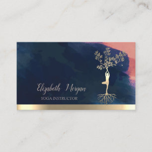 Tarjeta De Visita Silueta de Mujeres Árbol, Pincelada de Acuarela