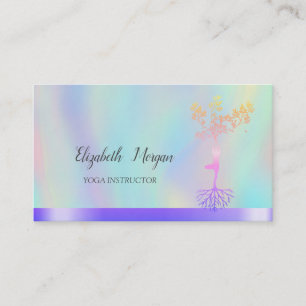 Tarjeta De Visita Silueta de mujeres de árbol de Guay, yoga holográf