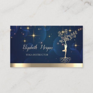 Tarjeta De Visita Silueta de mujeres de árbol de oro, estrellas, ins