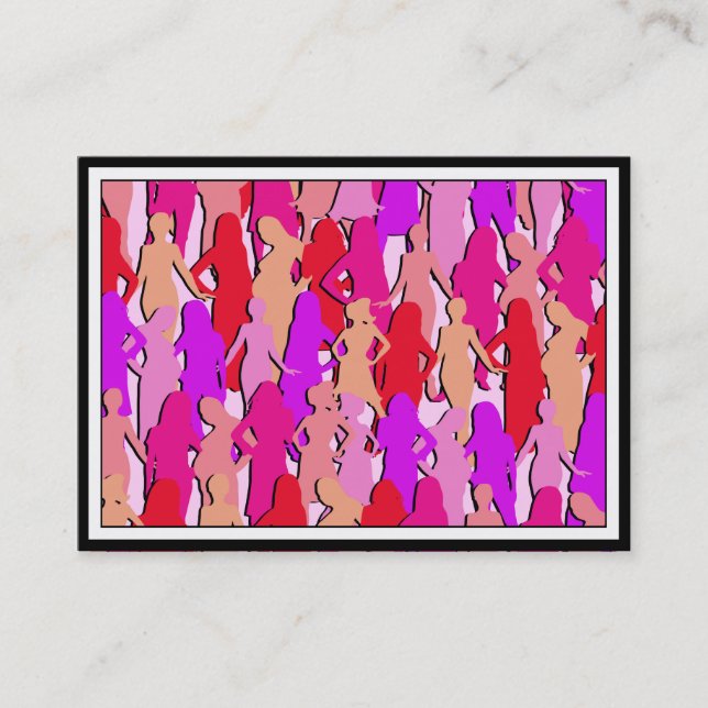 Tarjeta De Visita Silueta de mujeres rosadas (Anverso)