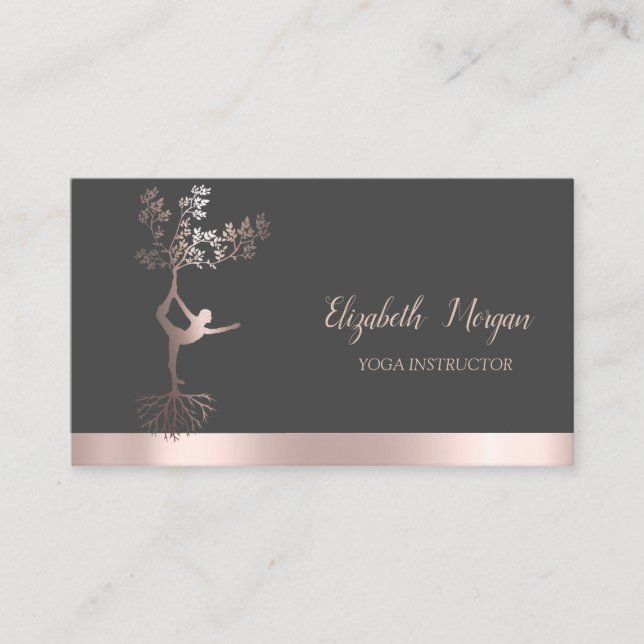 Tarjeta De Visita Silueta de mujeres Rosas de árbol de oro, instruct (Anverso)