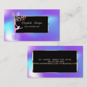 Tarjeta De Visita Silueta de niña moderna y elegante con holograma e