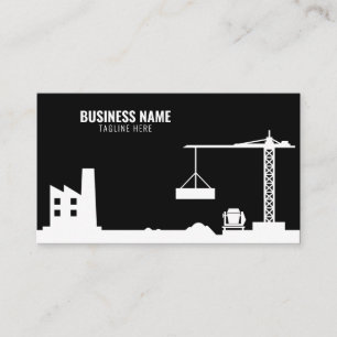Tarjeta De Visita Silueta de obra simple en blanco y negro