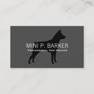 Tarjeta De Visita Silueta de Pinscher Miniatura Negra sobre Gris