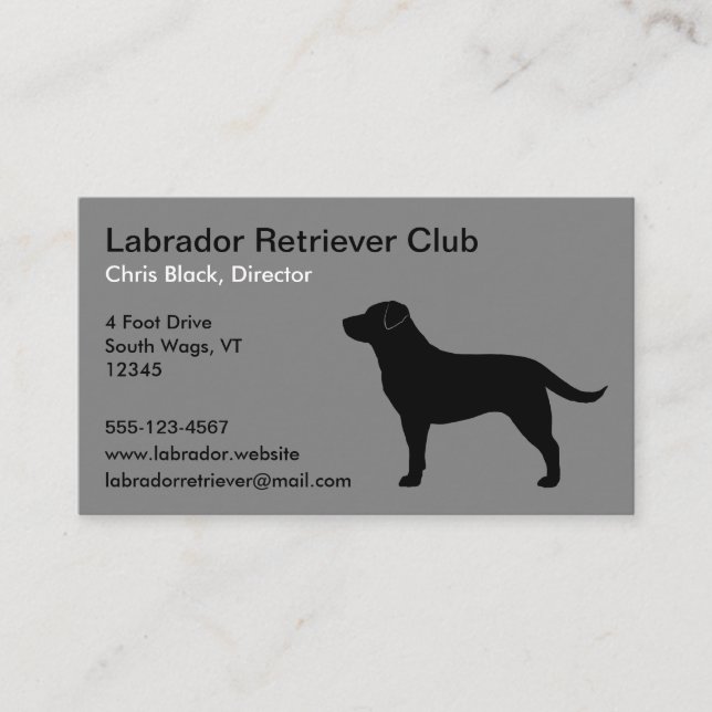 Tarjeta De Visita Silueta de recuperación de Labrador negro (Anverso)