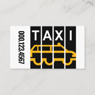 Tarjeta De Visita Silueta de Taxi Amarillo con Franjas Negras