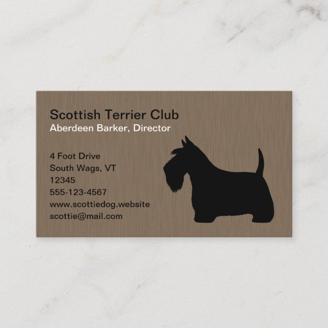 Tarjeta De Visita Silueta de Territorio Escocés | Perro escocés negr (Anverso)