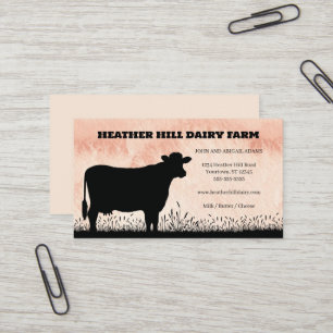Tarjeta De Visita Silueta de vaca negra granja lechera