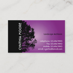 Tarjeta De Visita Silueta del árbol - púrpura
