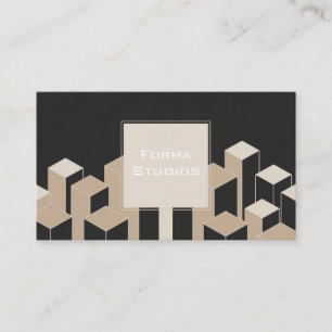 Tarjeta De Visita Silueta Moderna Abstracta Beige Geométrico Negro