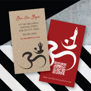 Tarjeta De Visita Silueta moderna de caligrafía Om de Simple Zen Yog