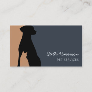 Tarjeta De Visita Silueta Moderna Perro Gato Mascota Sentada