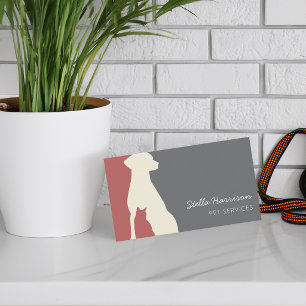 Tarjeta De Visita Silueta Moderna Servicio para Perros y Gatos