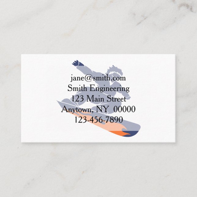 Tarjeta De Visita Silueta Snowboarder - Elija color de fondo (Anverso)