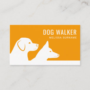 Tarjeta De Visita Siluetas de perro naranja y blanco Caminante de pe