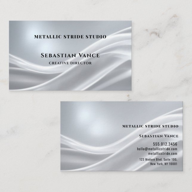 Tarjeta De Visita Silver Cloth Classic (Anverso / Reverso)