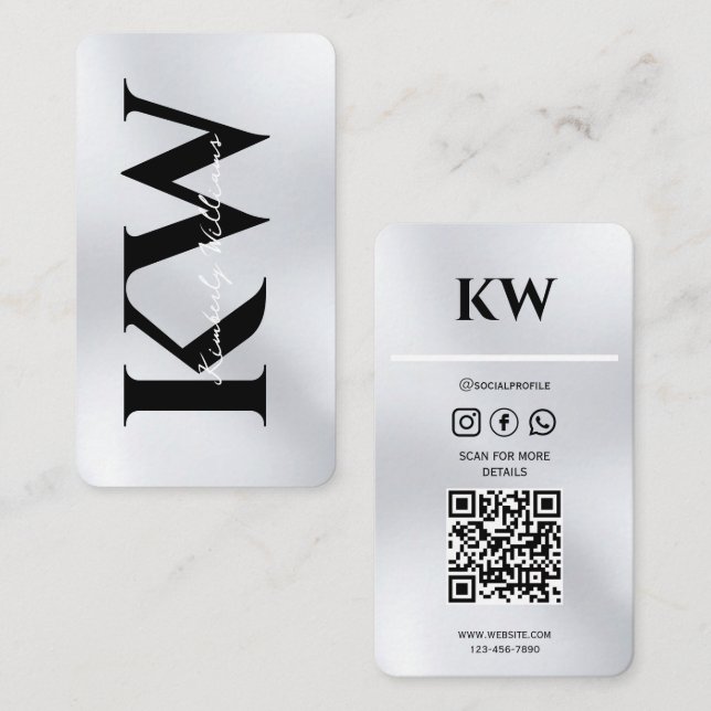 Tarjeta de visita Silver - Diseño moderno y profes (Anverso / Reverso)