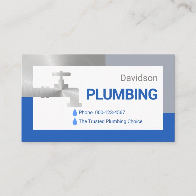 Tarjeta De Visita Silver Faucet Dripping Water Droplets (Anverso)