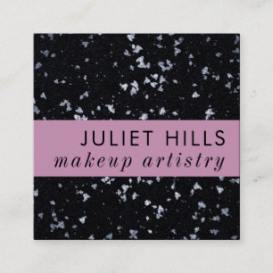 Tarjeta de visita Silver Flakes, Pink and Black Sq