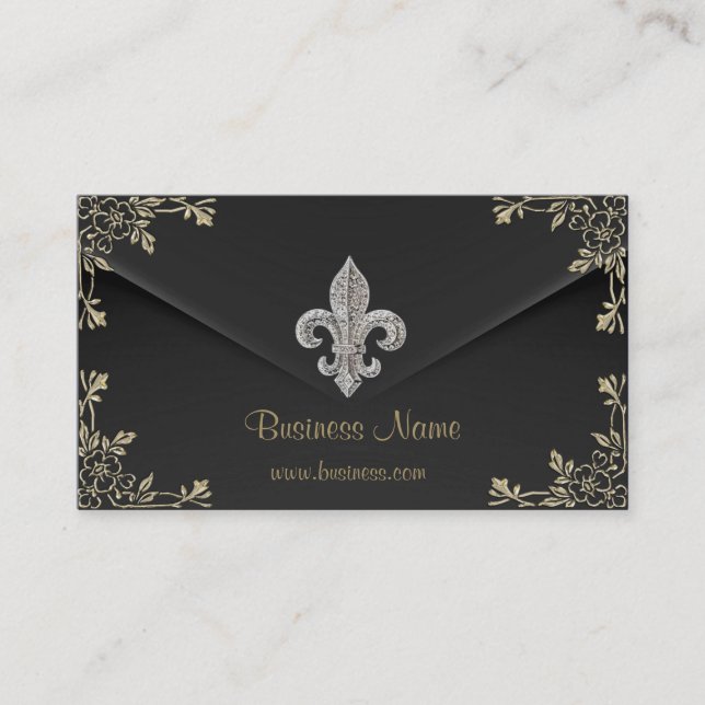 Tarjeta de visita Silver fleur de lis 2 (Anverso)
