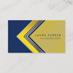 Tarjeta De Visita Silver Gold Blue Geometrics Finance Modern