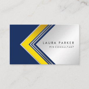 Tarjeta De Visita Silver Gold Blue Geometrics Finance Modern