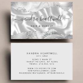Tarjeta De Visita Silver Gray Agate Glitter Luxury Stylist