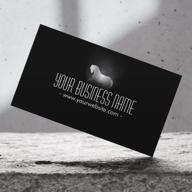 Tarjeta De Visita Silver Horse Equine Profesional Black (Subido por el creador)