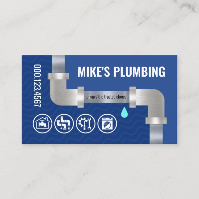 Tarjeta De Visita Silver Leaking Water Pipe Plumbing (Anverso)