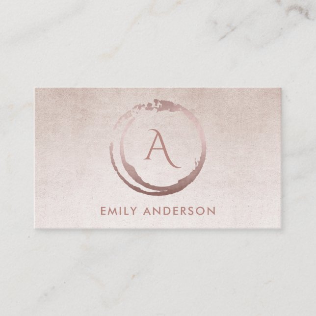 TARJETA DE VISITA SILVER RUBOR PINK BRUSH MARK CIRCLE LOGO MONOGRAM (Anverso)