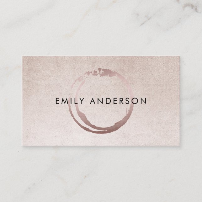 TARJETA DE VISITA SILVER RUBOR PINK BRUSH STROKE CIRCLE MARK LOGO (Anverso)