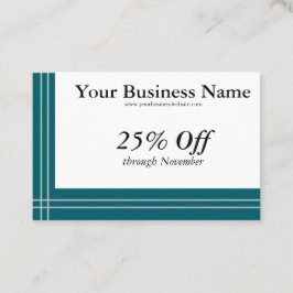 Tarjeta De Visita Silver Stripes on Teal Borders Generic Discount