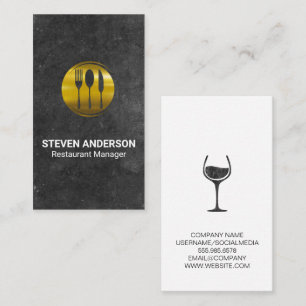 Tarjeta De Visita Silverware Metalizado Gold   Fondo de pizarra