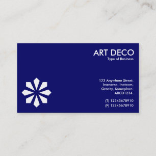 Tarjeta De Visita Símbolo Art Deco de flor - Azul marino