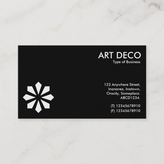 Tarjeta De Visita Símbolo Art Deco de flor - Negro (tarjeta de oro) (Anverso)